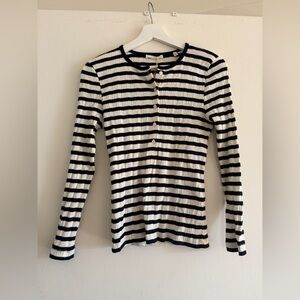 Striped Long Sleeve Cotton Jersey Doen Top